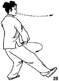 Тайцзицюань. 24 формы стиль Ян.  Обхват колена и упрямый шаг справа. движение третье -  Выполнение шага и сгибание локтя.